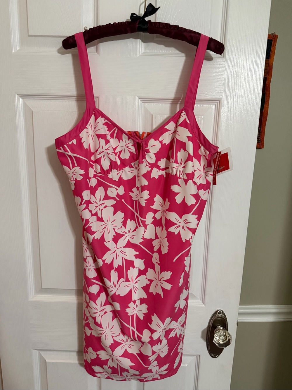 Women’s/ juniors reversible strap summer dress- pink/ white/ orange-XL , NWT